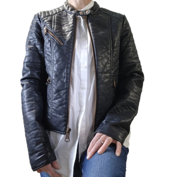 Moto jacket Vegan leather Black color MARC N.Y ANDREW MARC - Picture 3 of 14